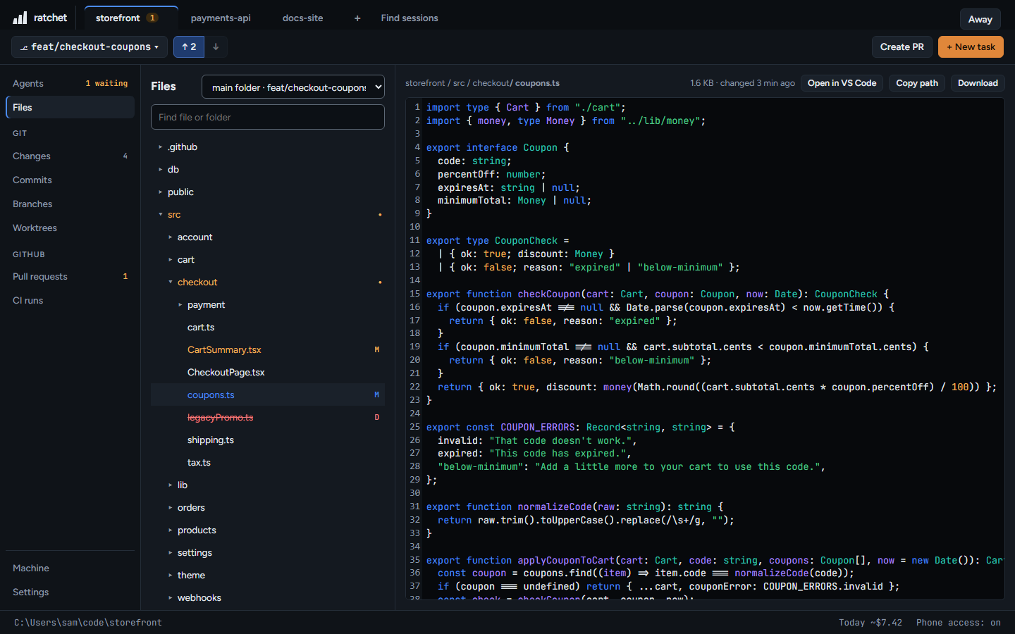 A code file with syntax highlighting.